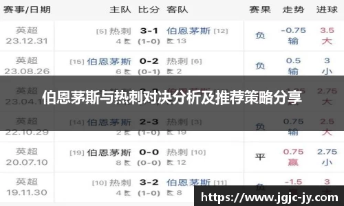 伯恩茅斯与热刺对决分析及推荐策略分享